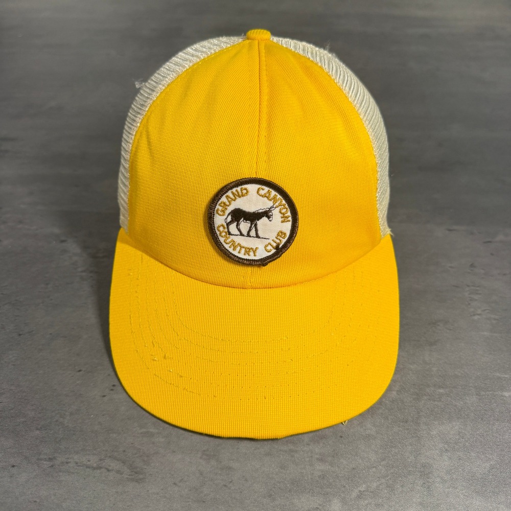 Vintage 70s 80s Grand Canyon Country Club‎ Snapback Hat Yellow Trucker THRASHED